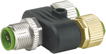 T-Connector M12 Male straight / M12 Female straight